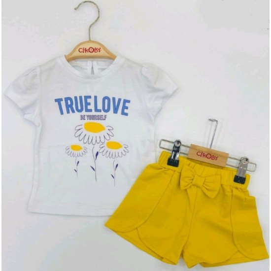 Completo femmina maglietta + shorts " True love " - 2 pezzi - 1559